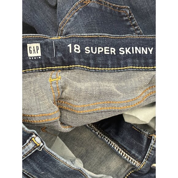 Gap Kids Girls 18 Super Skinny Dark Wash Stretch Denim Jeans - Picture 3 of 15